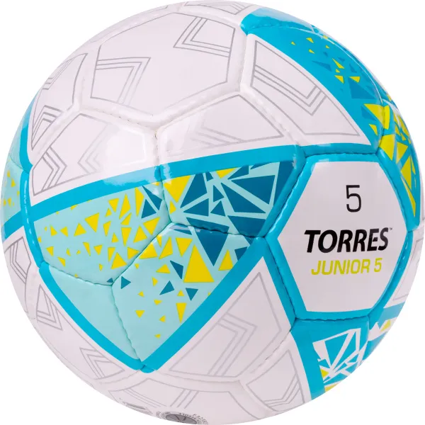 Мяч футб. TORRES Junior-5, F323805, р.5,глянц.ПУ,4 сл,32 п, руч.сш,бел-бирюзовый за 2&nbsp;070.60 ₽ в Саратове
