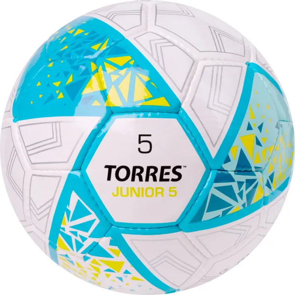 Мяч футб. TORRES Junior-5, F323805, р.5,глянц.ПУ,4 сл,32 п, руч.сш,бел-бирюзовый за 2&nbsp;070.60 ₽ в Саратове