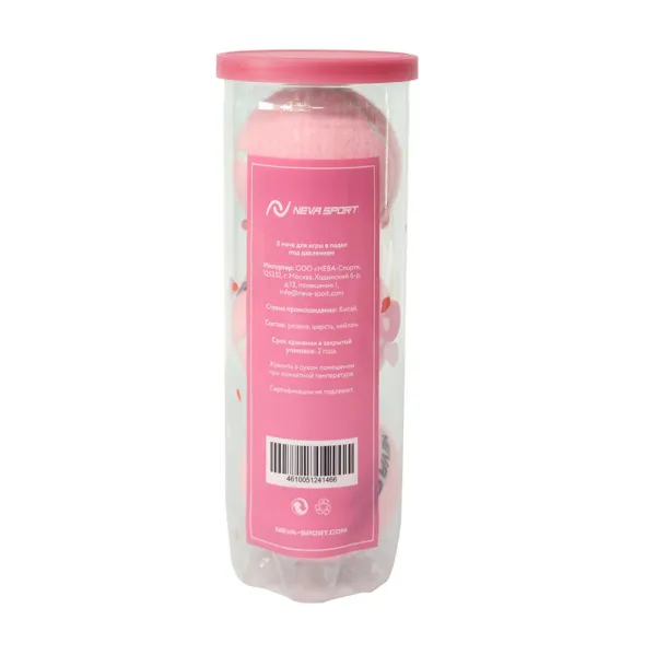 Мяч для падела NS Sakura, UAA2, уп.3 шт, сукно, нат.резина, розовый за 824.50 ₽ в Саратове